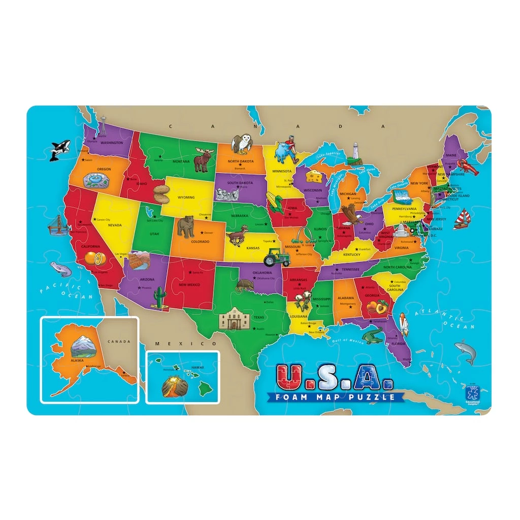 Best Pirce π U.S.A. Foam Map 54 Piece Floor Puzzle by EDUCATIONAL INSIGHTS π₯° - Image 2