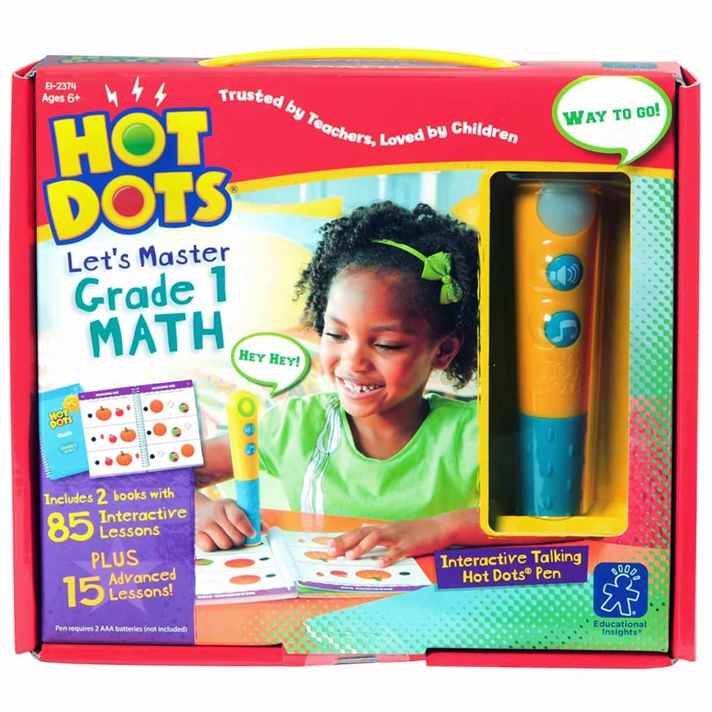 New 😉 Educational Insights Hot Dots Jr. Let's Master Grade 1 Math Set with Hot Dots Pen ⭐