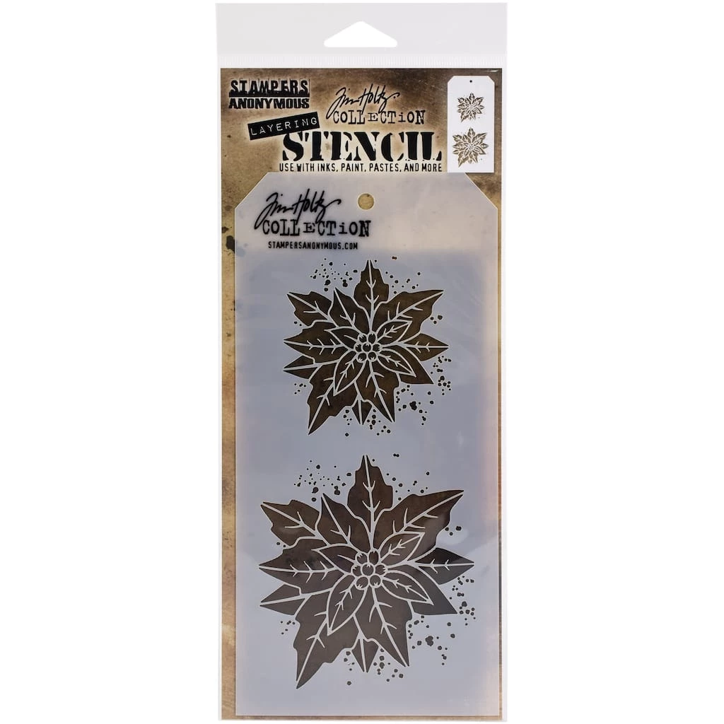 New 🥰 Stampers Anonymous Tim Holtz® Poinsettia Duo Layered Stencil 💯