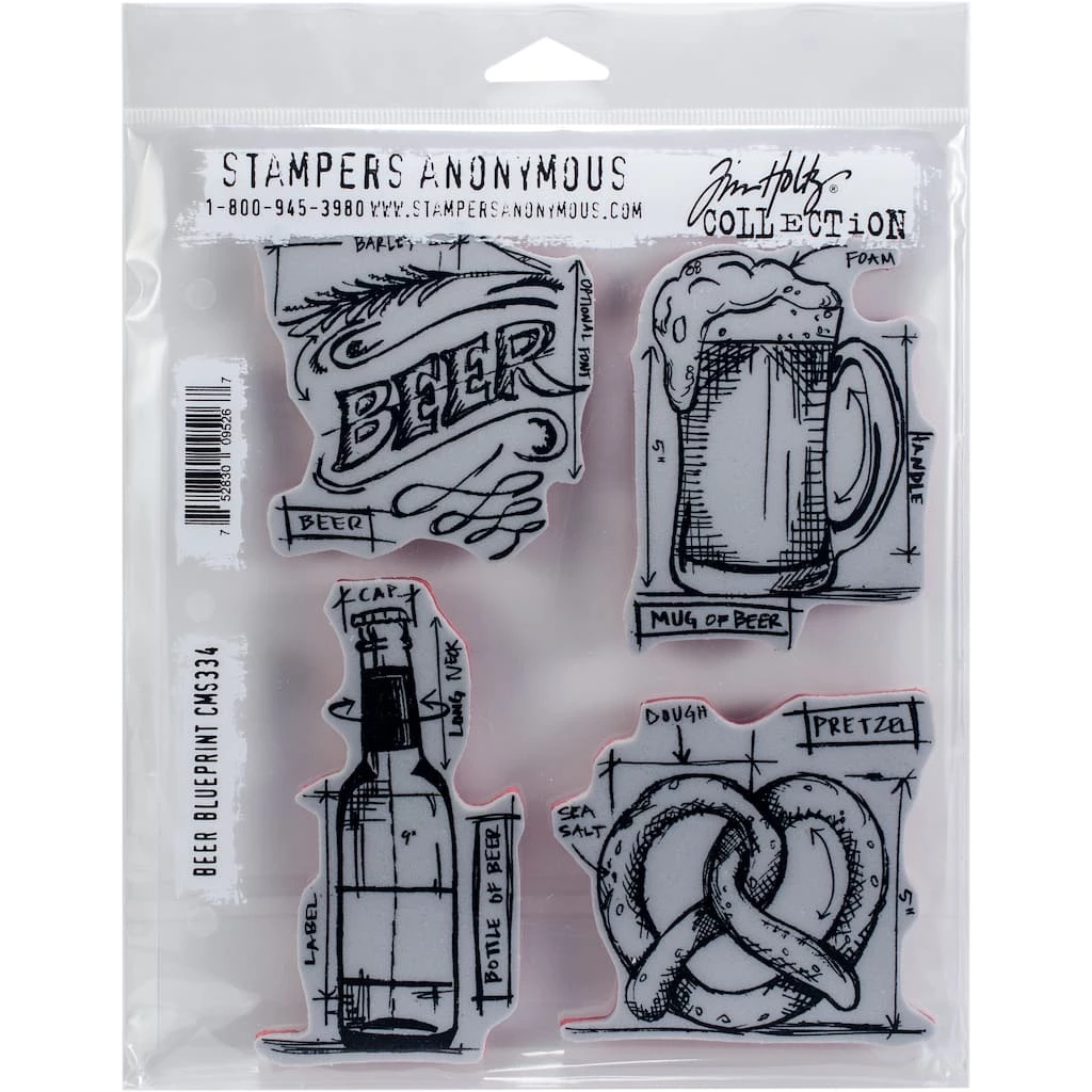 Buy 𧨠Stampers Anonymous Tim Holtz® Beer Blueprint Cling Stamps β