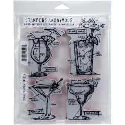 Flash Sale 👏 Stampers Anonymous Tim Holtz® Cocktails Blueprint Cling Stamp Set 🔥