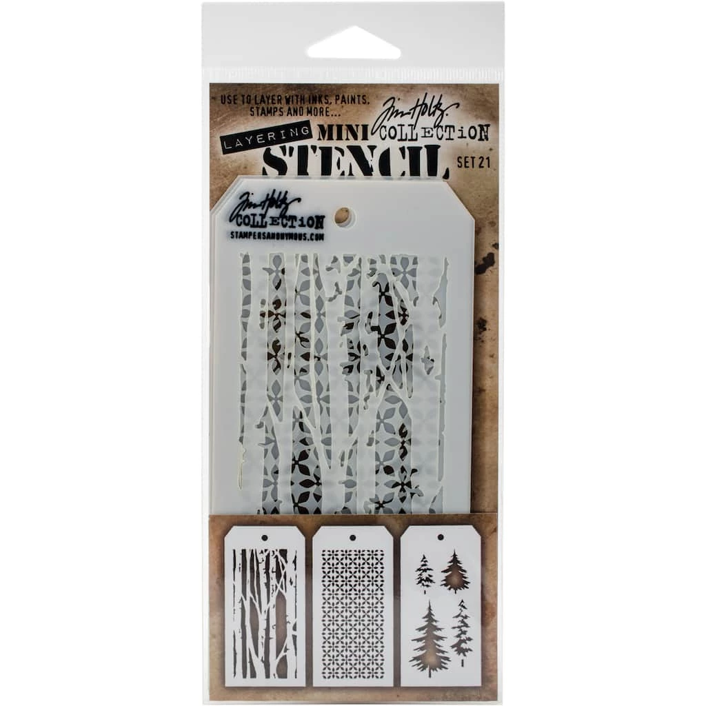 New π Stampers Anonymous Tim Holtz® Mini #21 Layering Stencil Set π - Image 2
