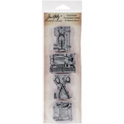 Outlet 🔔 Stampers Anonymous Tim Holtz® Mini Sewing Blueprints Strip Cling Stamps Set 💯