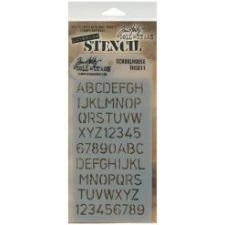 Coupon 🎉 Stampers Anonymous Tim Holtz® Schoolhouse Alphabet Layering Stencil, 4" x 8.5" 🎁