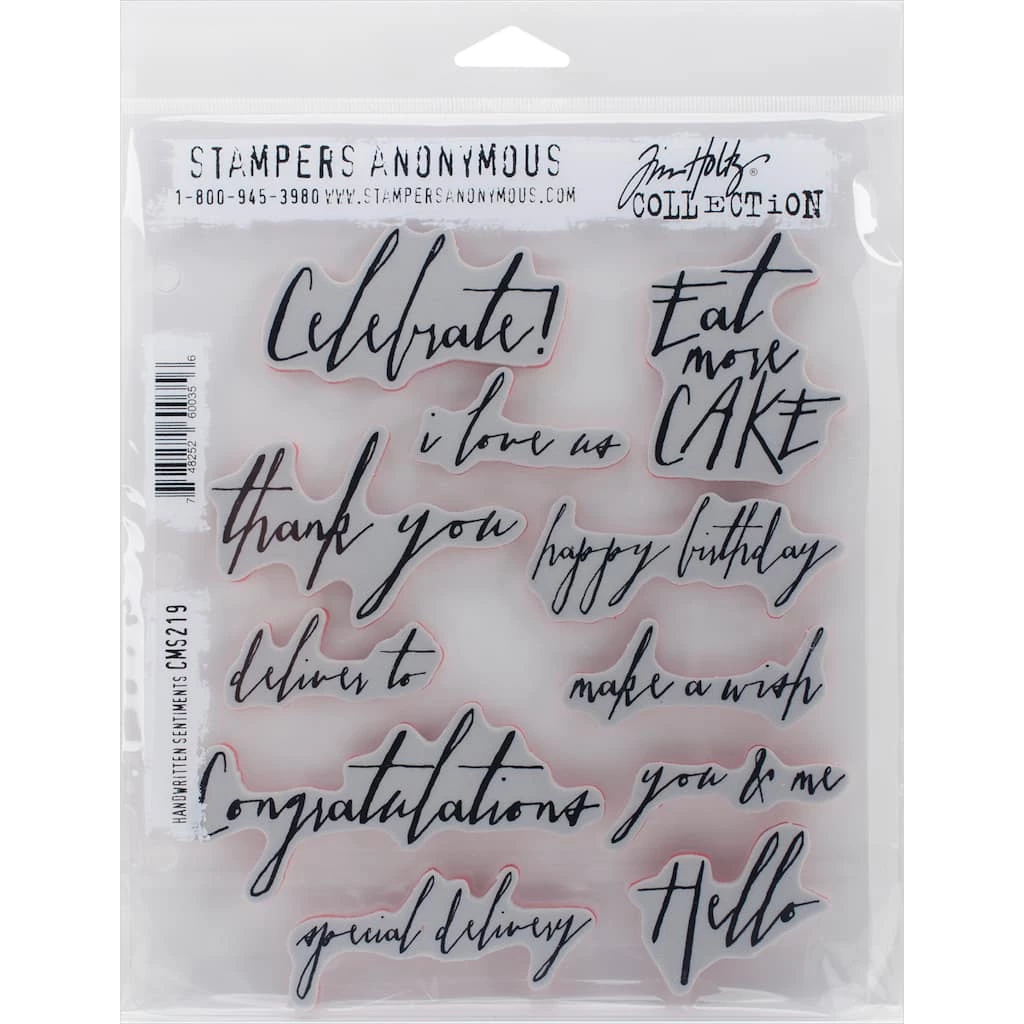 Buy 🔔 Stampers Anonymous Tim Holtz® Handwritten Sentiments Cling Stamps ❤️