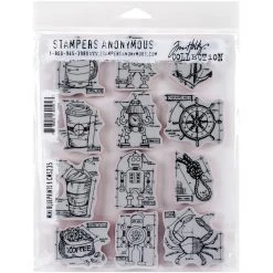 Best deal 🎁 Stampers Anonymous Tim Holtz® Mini Blueprints #9 Cling Stamps ⭐
