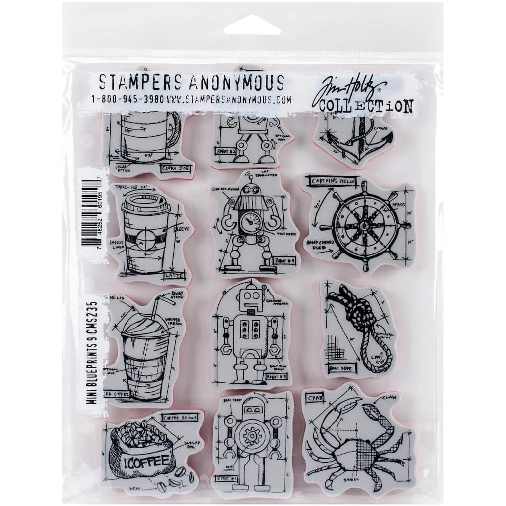 Best deal 🎁 Stampers Anonymous Tim Holtz® Mini Blueprints #9 Cling Stamps ⭐