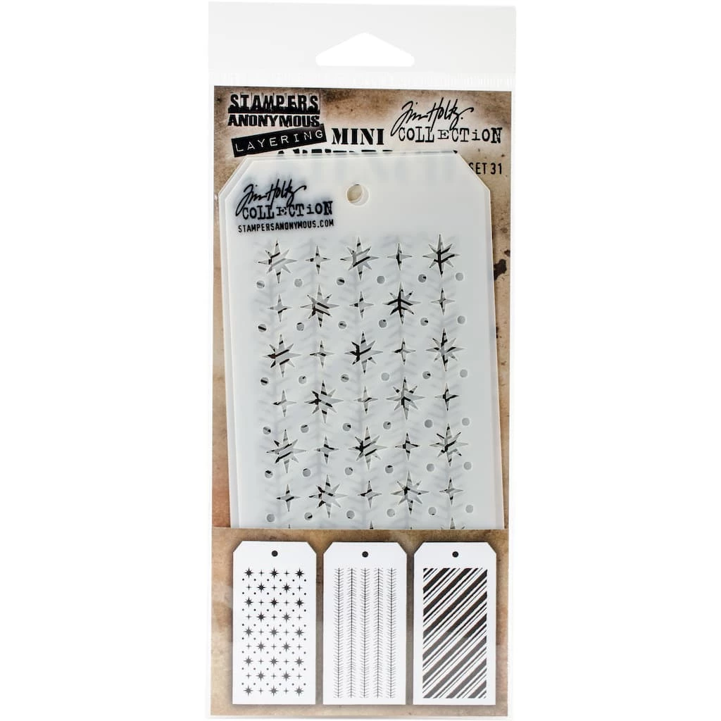 Top 10 π Stampers Anonymous Tim Holtz® Mini Layered Stencil Set #31 π