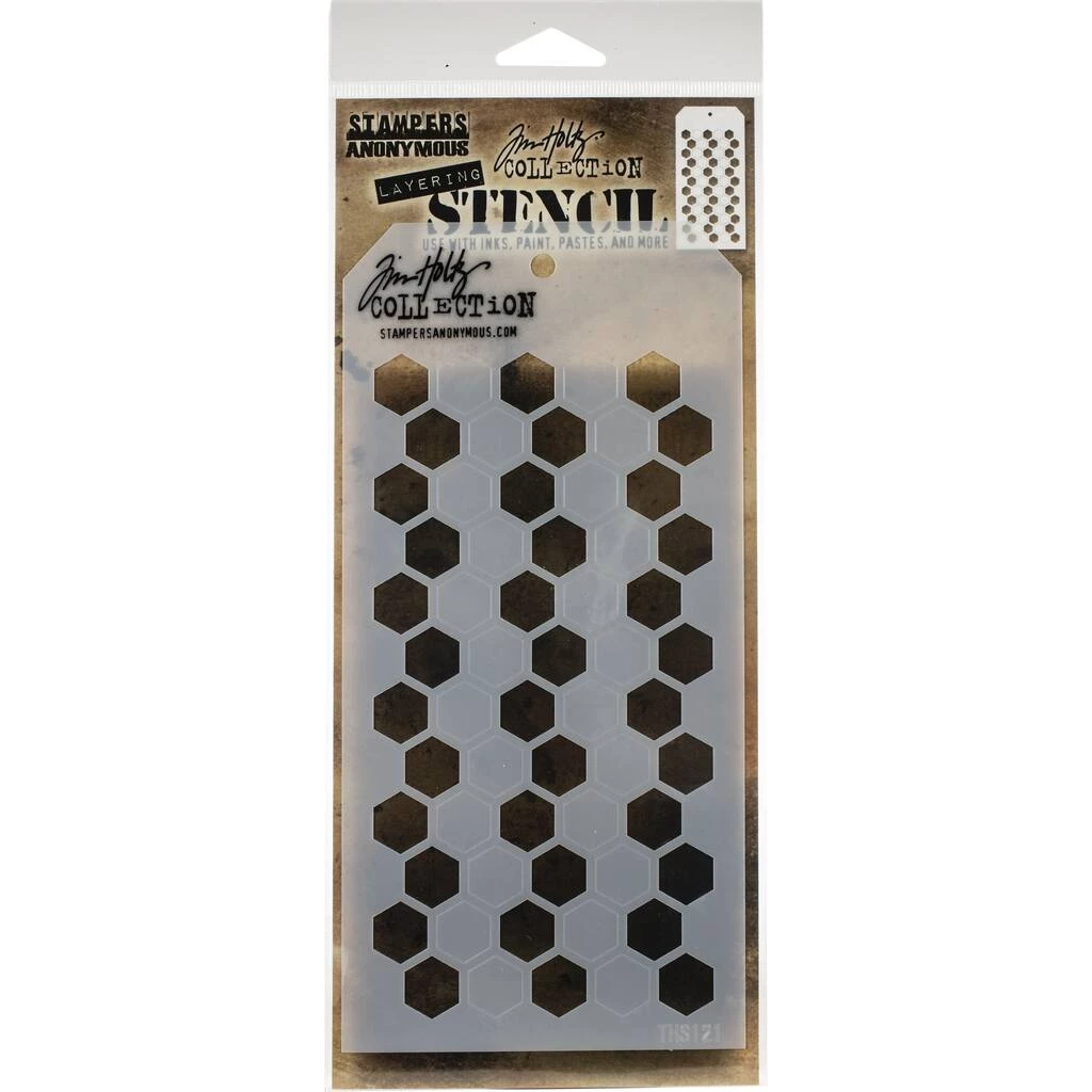 Deals π Stampers Anonymous Tim Holtz® Shifter Hex Layered Stencil, 4" x 8.5" π