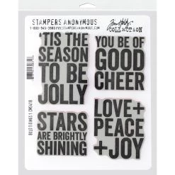 Cheapest 🔥 Stampers Anonymous Tim Holtz® Bold Tidings No.1 Cling Stamps ✨