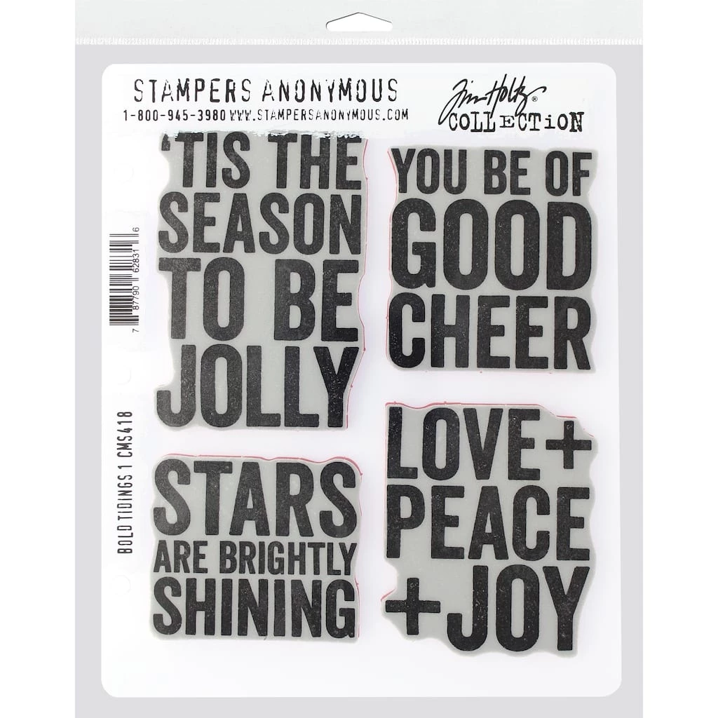 Cheapest 🔥 Stampers Anonymous Tim Holtz® Bold Tidings No.1 Cling Stamps ✨