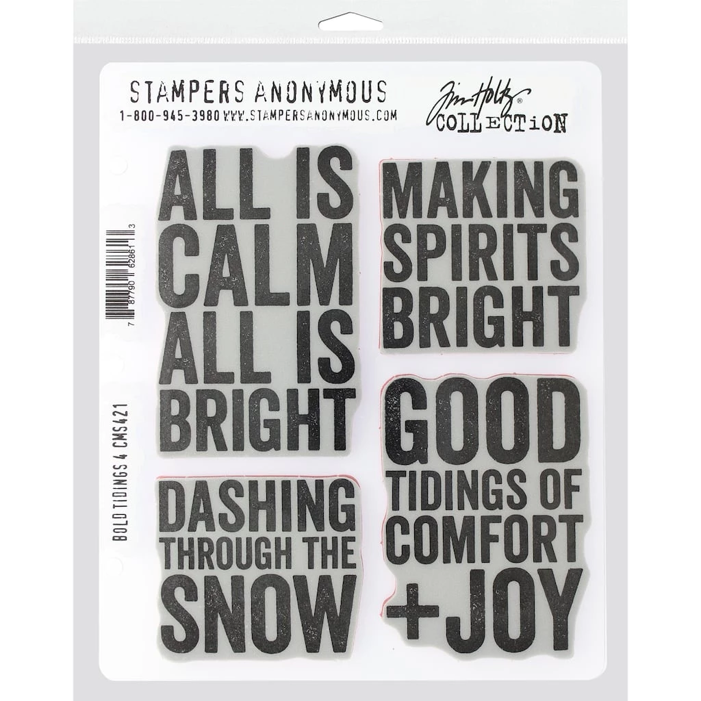 Hot Sale π Stampers Anonymous Tim Holtz® Bold Tidings No.4 Cling Stamps Set π₯